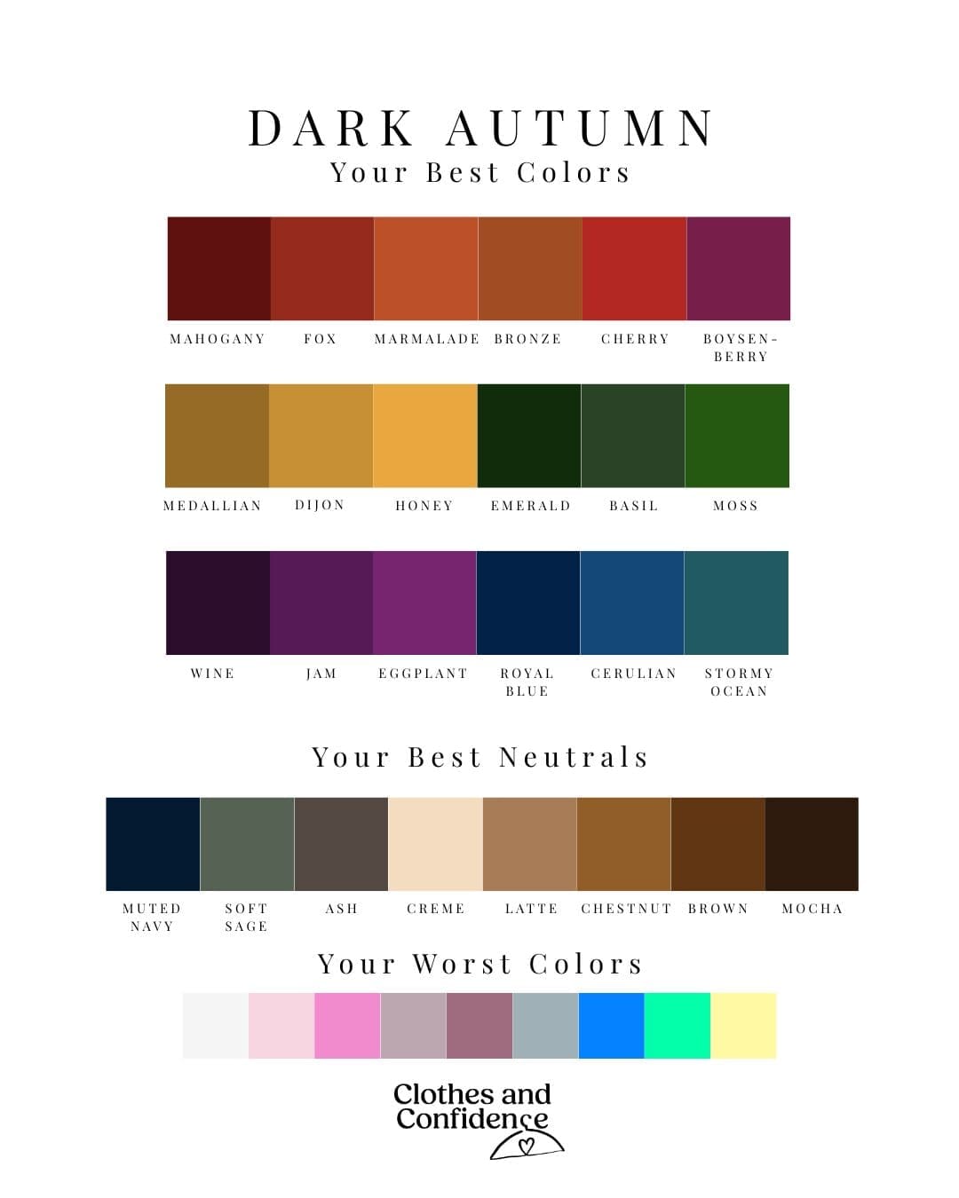 Best colors for the dark autumn season