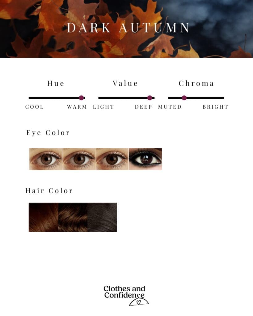 The most common features of a dark autumb person
