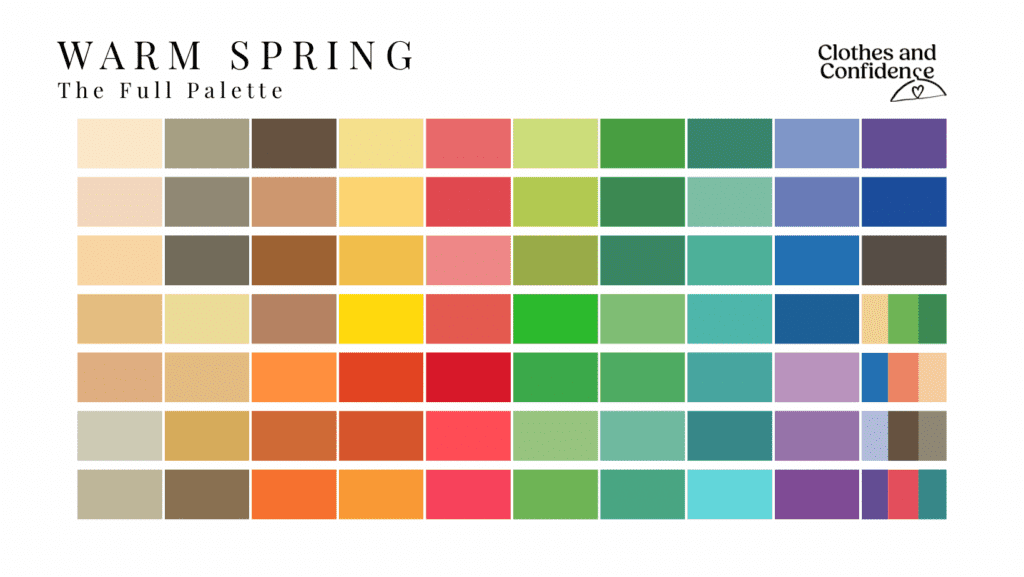 Full color palette for a warm spring
